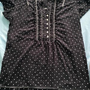 Aria Black & White Polka Dot Cap Sleeve & shorts Pajama Set Size small